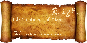 Rózsahegyi Ákos névjegykártya